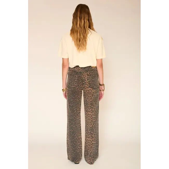 MKT MKT STUDIO - THE JAGGER LEOPARD PRINT JEAN - CHOCO