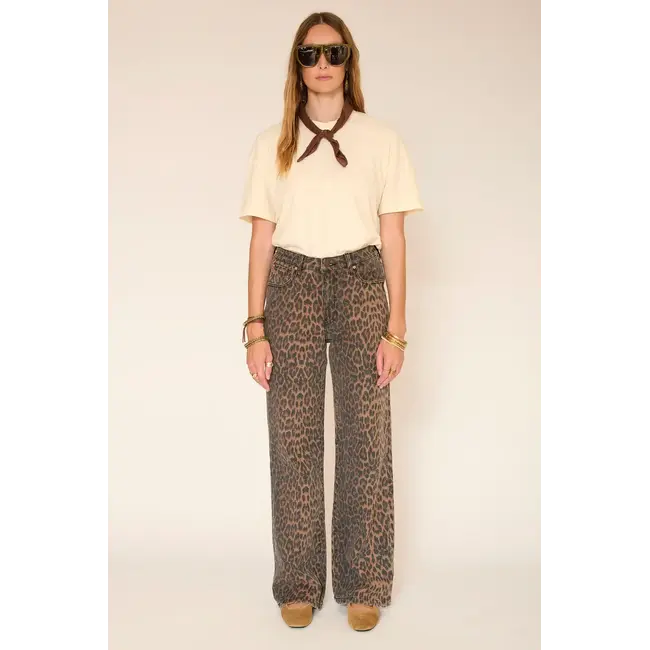 MKT MKT STUDIO - THE JAGGER LEOPARD PRINT JEAN - CHOCO