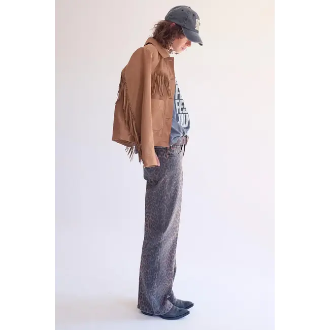 MKT MKT STUDIO - THE JAGGER LEOPARD PRINT JEAN - CHOCO