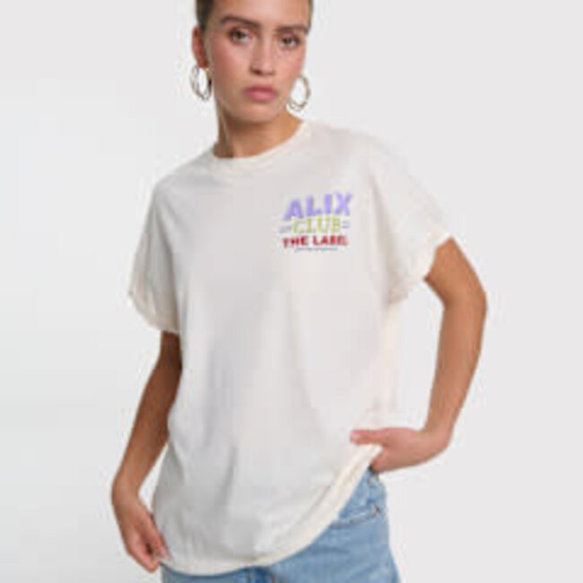 Alix The Label ALIX THE LABEL - LADIES KNITTED ALIX CLUB T-SHIRT - CREAM