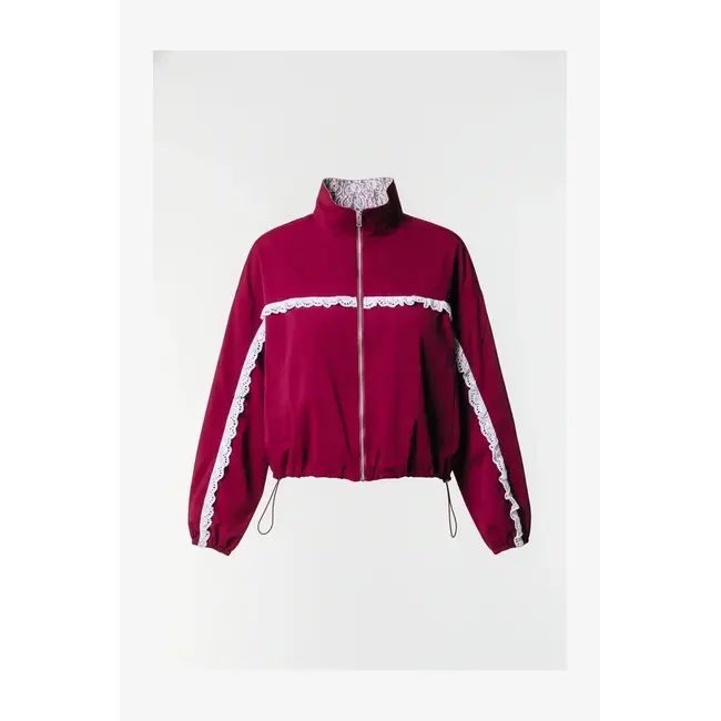 Colourful Rebel COLOURFUL REBEL - ROMY CROCHET REVERSIBLE SPORT JACKET - MERLOT RED