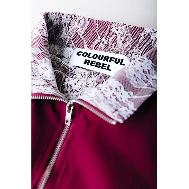 Colourful Rebel COLOURFUL REBEL - ROMY CROCHET REVERSIBLE SPORT JACKET - MERLOT RED