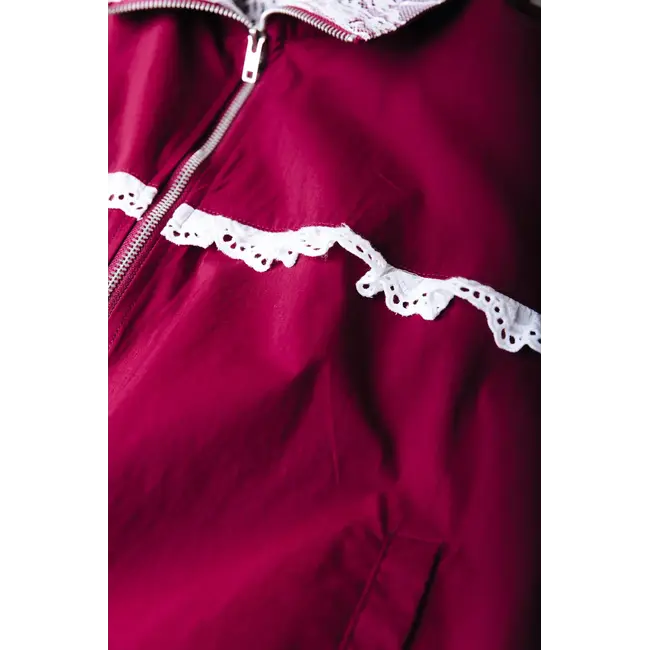 Colourful Rebel COLOURFUL REBEL - ROMY CROCHET REVERSIBLE SPORT JACKET - MERLOT RED