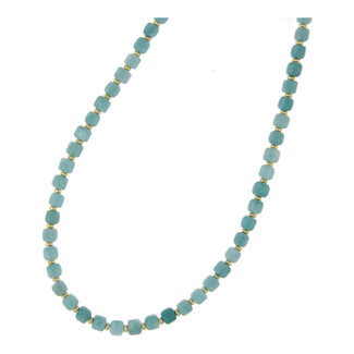 Fushi FUSHI - KETTING HALFEDELSTEEN 6MM VIERKANT AMAZONITE