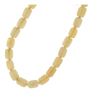 Fushi FUSHI - KETTING HALFEDELSTEEN 10X14MM YELLOW JADE RECHTHOEK