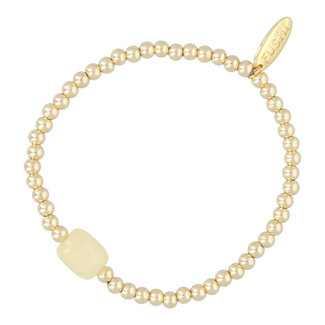 Fushi FUSHI - ARMBAND HALFEDELSTEEN BUTTERYELLOW JADE EN 4MM GOUD