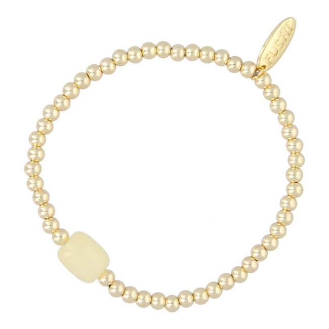 Fushi FUSHI - ARMBAND HALFEDELSTEEN BUTTERYELLOW JADE EN 4MM GOUD