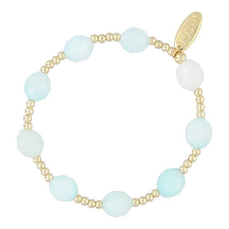 Fushi FUSHI - ARMBAND HALFEDELSTEEN JADE LICHTBLAUW EN 3MM GOUD