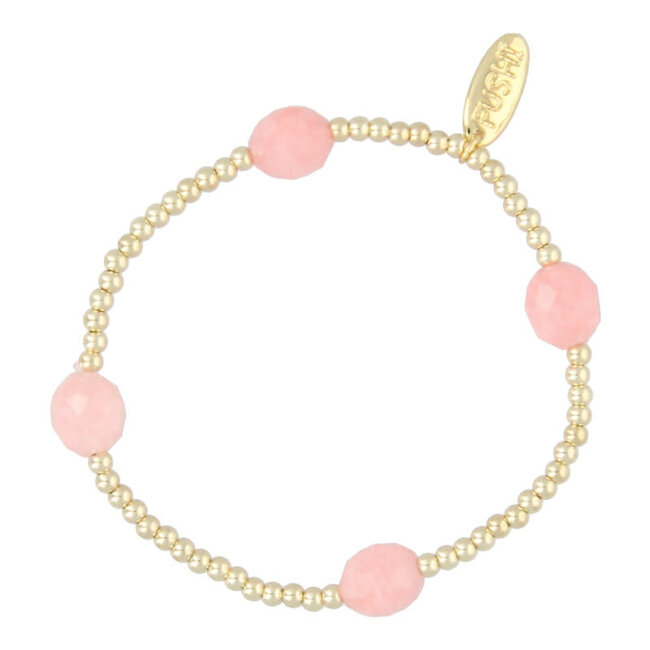 Fushi FUSHI - ARMBAND HALFEDELSTEEN JADE ZALM EN 3MM GOUD
