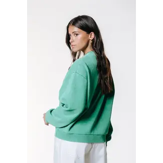 Colourful Rebel COLOURFUL REBEL - LOGO ACID WASH SWEAT - OFF GREEN