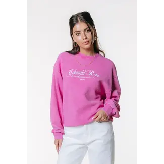 Colourful Rebel COLOURFUL REBEL - ATHLETIC CLUB ACID WASH DROPPED SHOULDER SWEAT - OLD PINK