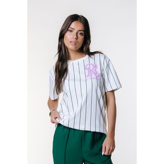 Colourful Rebel COLOURFUL REBEL - BASEBALL STRIPED LOOSEFIT TEE - STANDARD WHITE