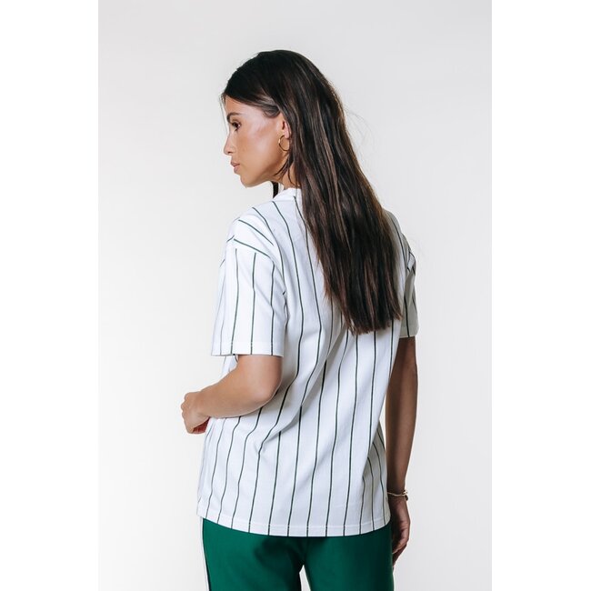 Colourful Rebel COLOURFUL REBEL - BASEBALL STRIPED LOOSEFIT TEE - STANDARD WHITE