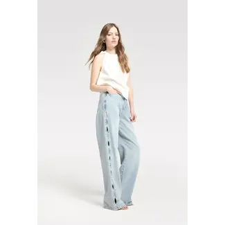 Homage HOMAGE - STRAIGHT JEANS WITH OPEN SIDE DETAIL - BRIGHT VINTAGE