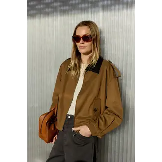 Indi&Cold INDI & COLD - LYOCELL BOMBER JACKET - TABACO