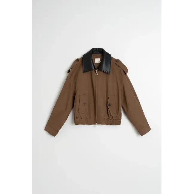 Indi&Cold INDI & COLD - LYOCELL BOMBER JACKET - TABACO