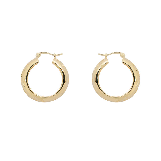 Anna + Nina ANNA + NINA - FLOWER GARLAND STAMPED HOOP EARRINGS