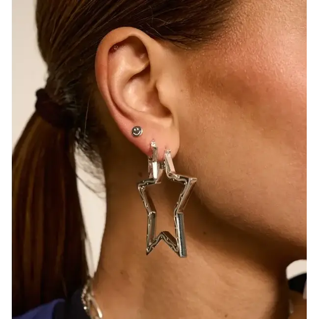 Anna + Nina ANNA + NINA - SMALL FUNKY STAR HOOP EARRINGS