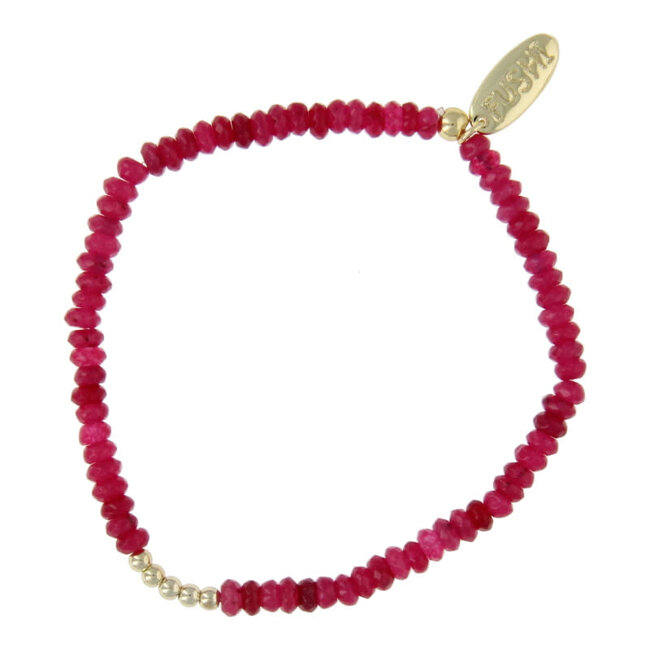 Fushi FUSHI - ARMBAND HALFEDELSTEEN - JADE CERISE - 3MM 14KRT