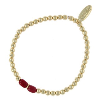 Fushi FUSHI - ARMBAND HALFEDELSTEEN TUMBLE STONE - BORDEAUX - 4MM 14KRT