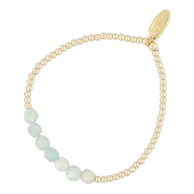 Fushi FUSHI - ARMBAND 6MM HALFEDELSTEEN AMAZONITE EN 3MM 14KRT