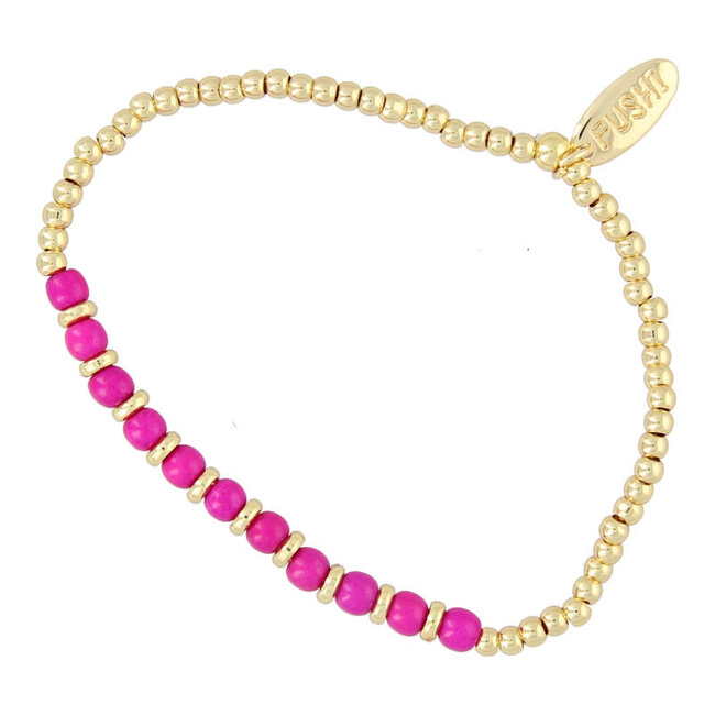 Fushi FUSHI - ARMBAND DYED FUCHSIA 3MM MET 14KRT