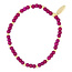 Fushi FUSHI - ARMBAND DYED FUCHSIA PAARS 4MM MET 14KRT BALLETJES