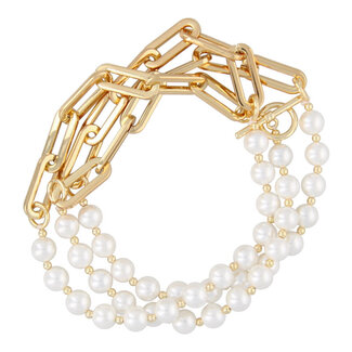 Fushi FUSHI - KETTING METAAL DIKKE SCHAKEL MET GLASPARELS