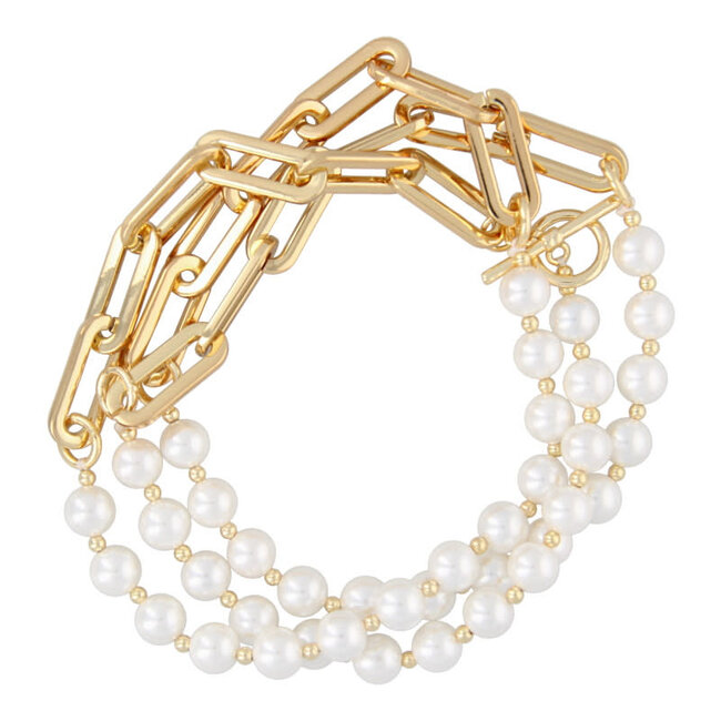 Fushi FUSHI - KETTING METAAL DIKKE SCHAKEL MET GLASPARELS