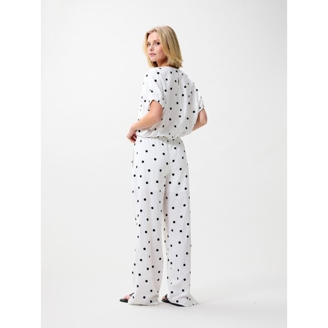 Catwalk Junkie CATWALK JUNKIE - DOTTED PULL ON TROUSERS - OFF WHITE