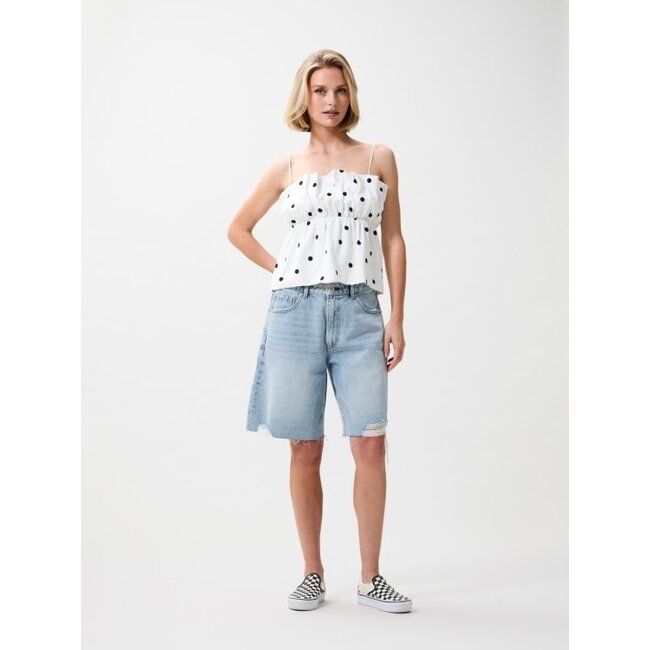 Catwalk Junkie CATWALK JUNKIE - DOTTED SPAGHETTI TOP - OFF WHITE