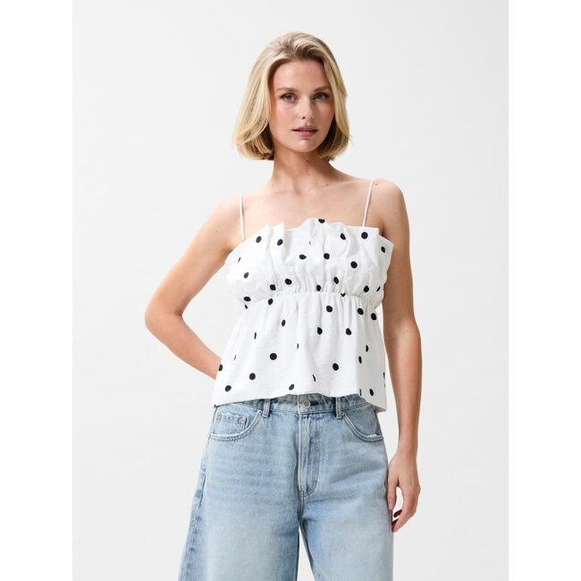 Catwalk Junkie CATWALK JUNKIE - DOTTED SPAGHETTI TOP - OFF WHITE