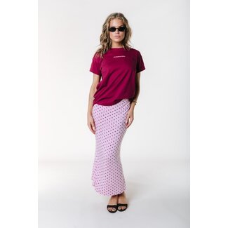 Colourful Rebel COLOURFUL REBEL - JOSIE DOTS MIDI SKIRT - LIGHT PINK