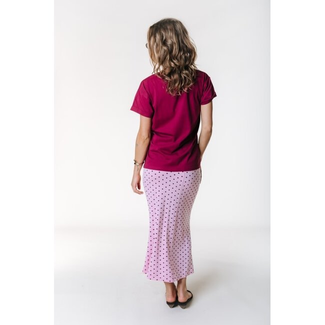 Colourful Rebel COLOURFUL REBEL - JOSIE DOTS MIDI SKIRT - LIGHT PINK