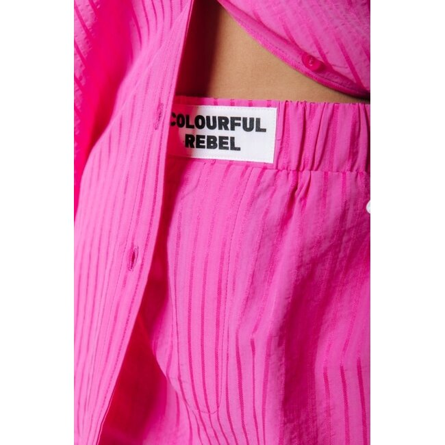 Colourful Rebel COLOURFUL REBEL - LYN TONAL STRIPE SHORT - BRIGHT PINK