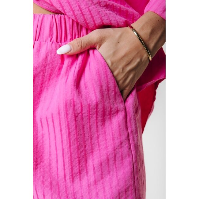 Colourful Rebel COLOURFUL REBEL - LYN TONAL STRIPE SHORT - BRIGHT PINK
