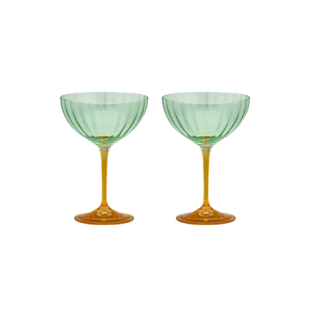 Anna + Nina ANNA + NINA - JAZZY ARANCIA OPTIC CHAMPAGNE GLASS - SET OF 2