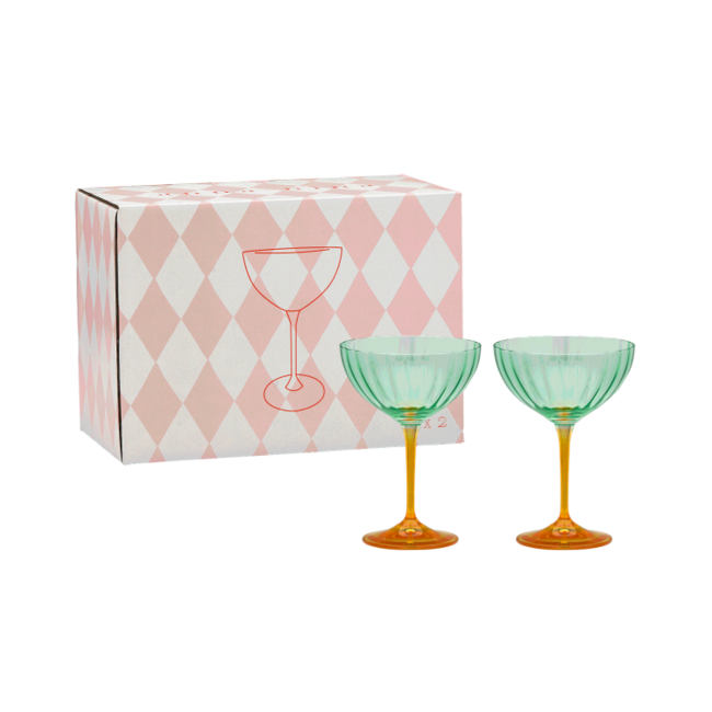 Anna + Nina ANNA + NINA - JAZZY ARANCIA OPTIC CHAMPAGNE GLASS - SET OF 2