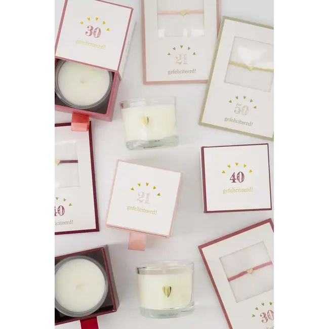 Zusss ZUSSS - GEURKAARS GLAS IN DOOSJE 21 GEFELICITEERD - WHITE/LIGHT PINK