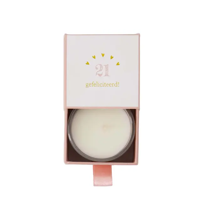 Zusss ZUSSS - GEURKAARS GLAS IN DOOSJE 21 GEFELICITEERD - WHITE/LIGHT PINK