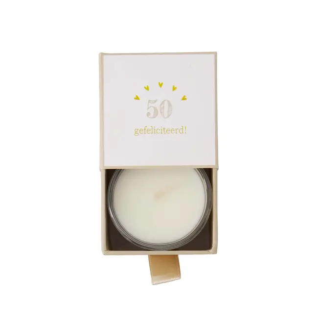 Zusss ZUSSS - GEURKAARS GLAS IN DOOSJE 50 GEFELICITEERD - WHITE/GOLD