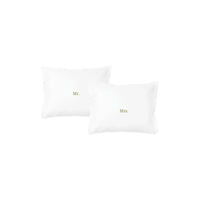 Zusss ZUSSS - SET VAN 2 KUSSENSLOPEN MR & MRS - WHITE/GOLD