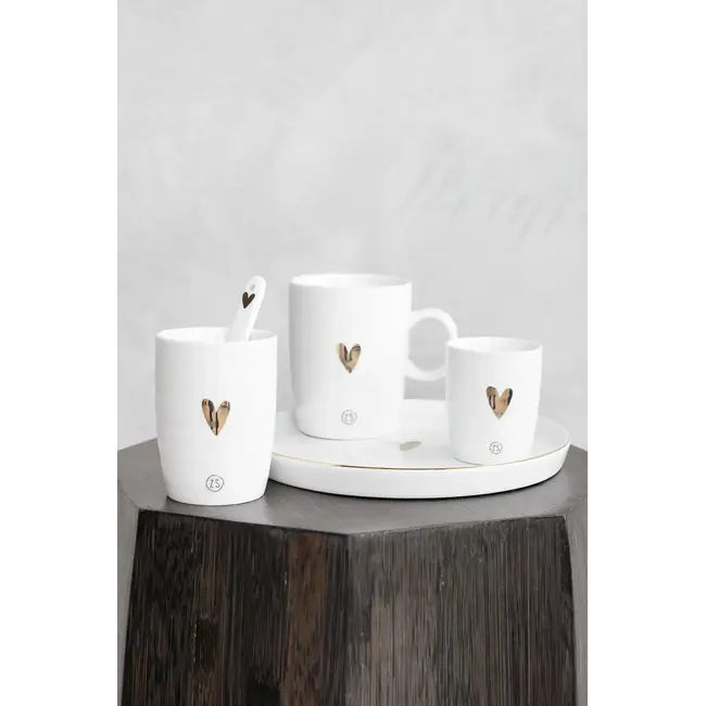 Zusss ZUSSS - ESPRESSO MOK HEART - WHITE/GOLD