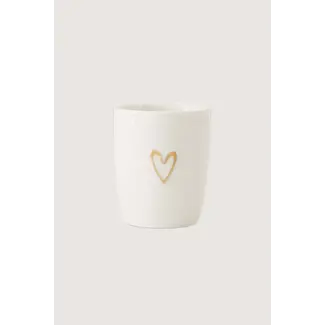 Zusss ZUSSS - ESPRESSO MOK LINE HEART - WHITE/GOLD