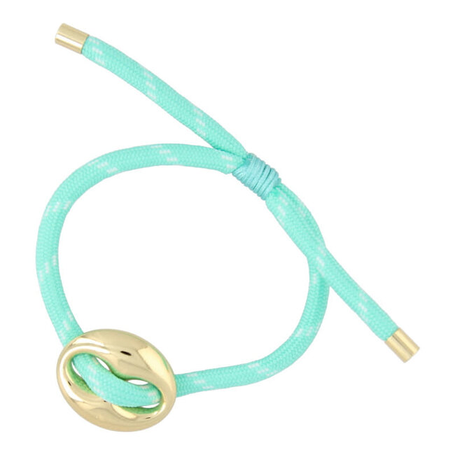 Fushi FUSHI - ARMBAND GEKLEURD TOUW BOON GOUD - ZEEGROEN/AQUA