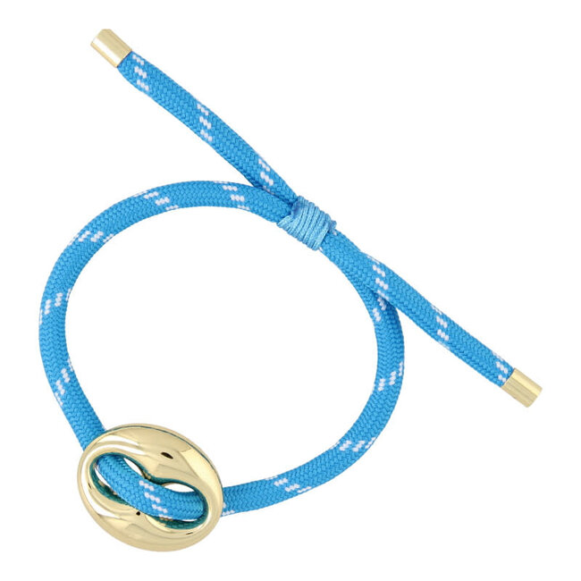 Fushi FUSHI - ARMBAND GEKLEURD TOUW BOON GOUD - BLAUW