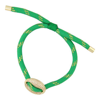 Fushi FUSHI - ARMBAND GEKLEURD TOUW BOON GOUD - GLITTER GROEN
