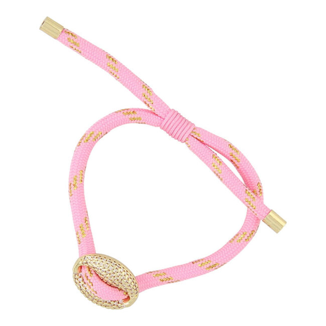 Fushi FUSHI - ARMBAND GEKLEURD TOUW BOON GOUD - GLITTER ROZE