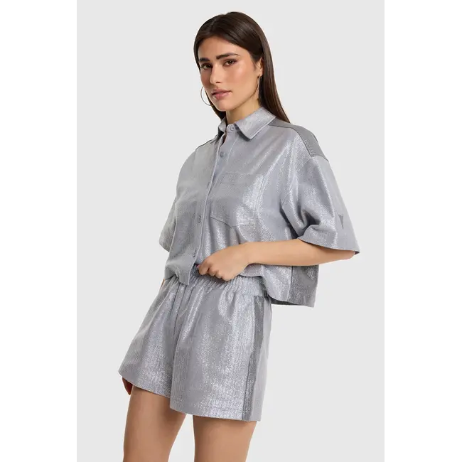 Alix The Label ALIX THE LABEL - LADIES KNITTED FOIL SHORTS - LIGHT GREY