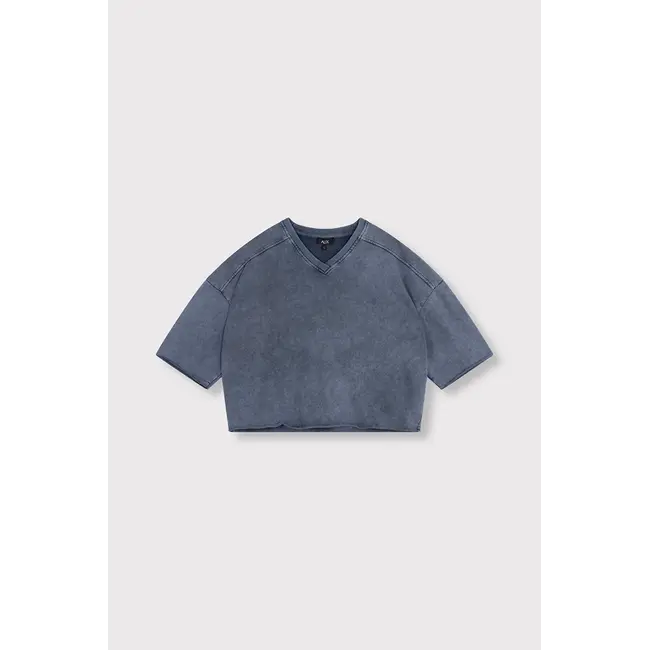 Alix The Label ALIX THE LABEL - LADIES KNITTED CUT SEAM SWEAT T-SHIRT - NAVY